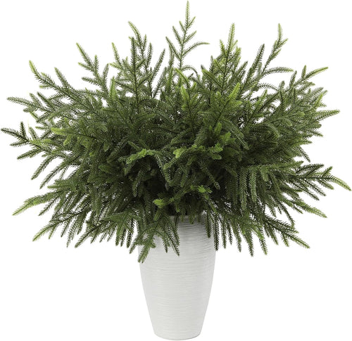 Revheria Norfolk Pine Stems | 12-Pack 24 in Faux Christmas Greenery Branches